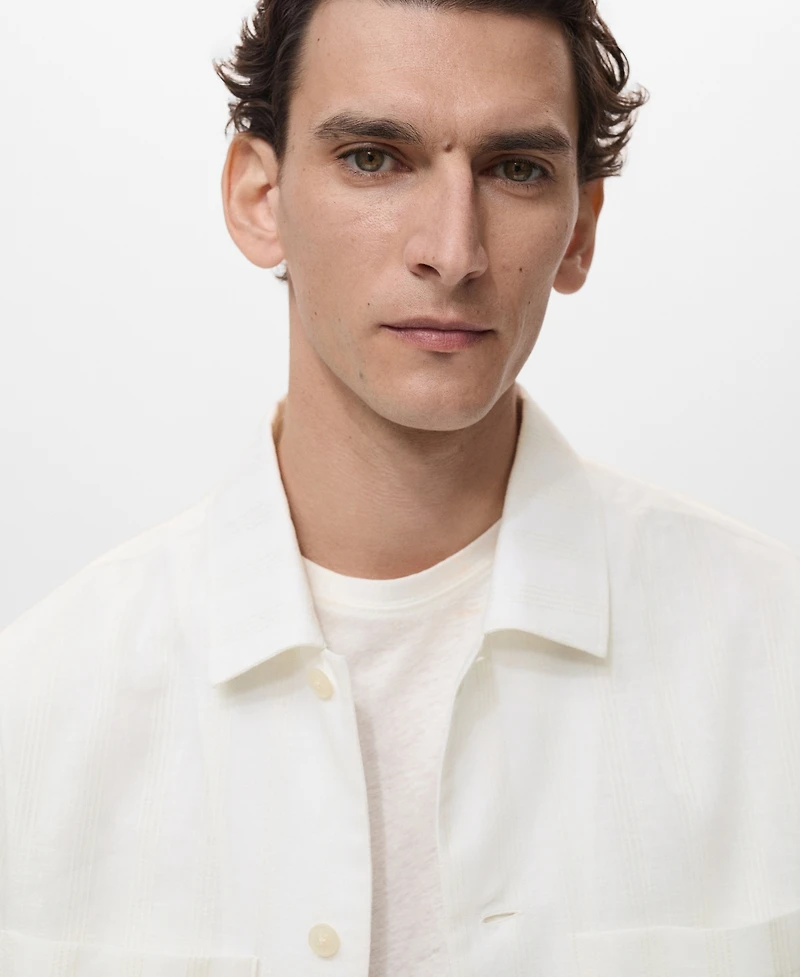 Mango Men's Pockets Linen Overshirt