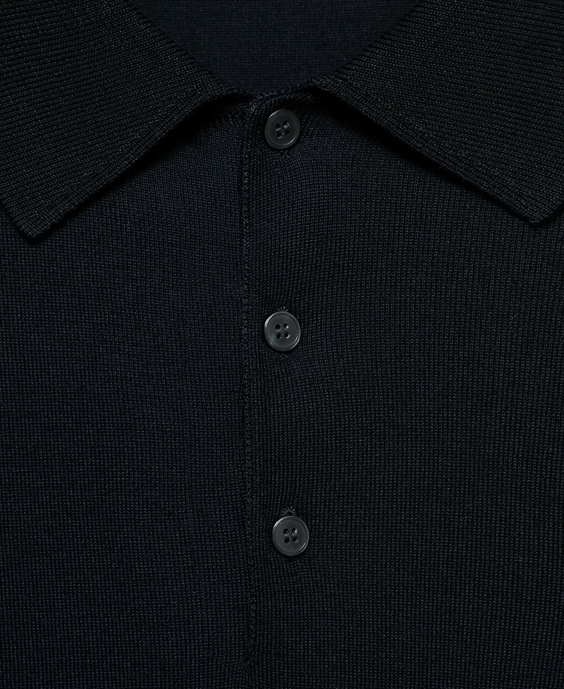 Mango Men's Fine-Knit Lyocell Polo Shirt