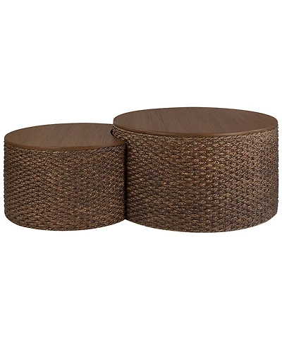 Gallerie Decor 2-Pc. Saxony Rattan Nesting Coffee Table