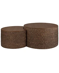 Gallerie Decor 2-Pc. Saxony Rattan Nesting Coffee Table
