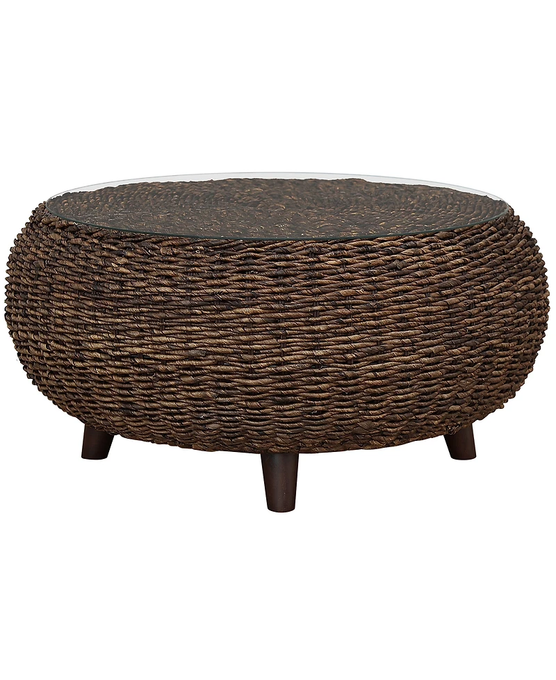 Gallerie Decor 31.5" Woven Rattan Stonebridge Coffee Table