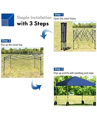 8 x 8 Feet Outdoor Pop-up Canopy Tent with Portable Roller Bag and Sand Bags