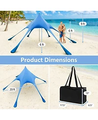 20 x Feet Beach Canopy Tent with UPF50+ Sun Protection and Shovel