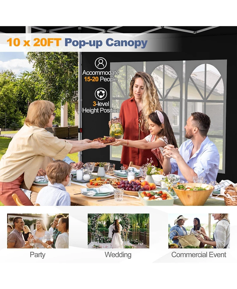 10 x 20 Feet Pop up Canopy with 6 Sidewalls Windows and Carrying Bag