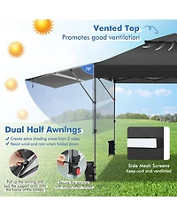 10 x 17.6 Feet Outdoor Instant Pop-up Canopy Tent with Dual Half Awnings