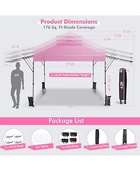 10 x 17.6 Feet Outdoor Instant Pop-up Canopy Tent with Dual Half Awnings