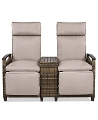 Mondawe Outdoor Patio Rattan Round Daybed with Retractable Canopy and Removable Cushions