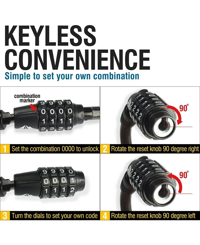 Combination Bike Lock Cable