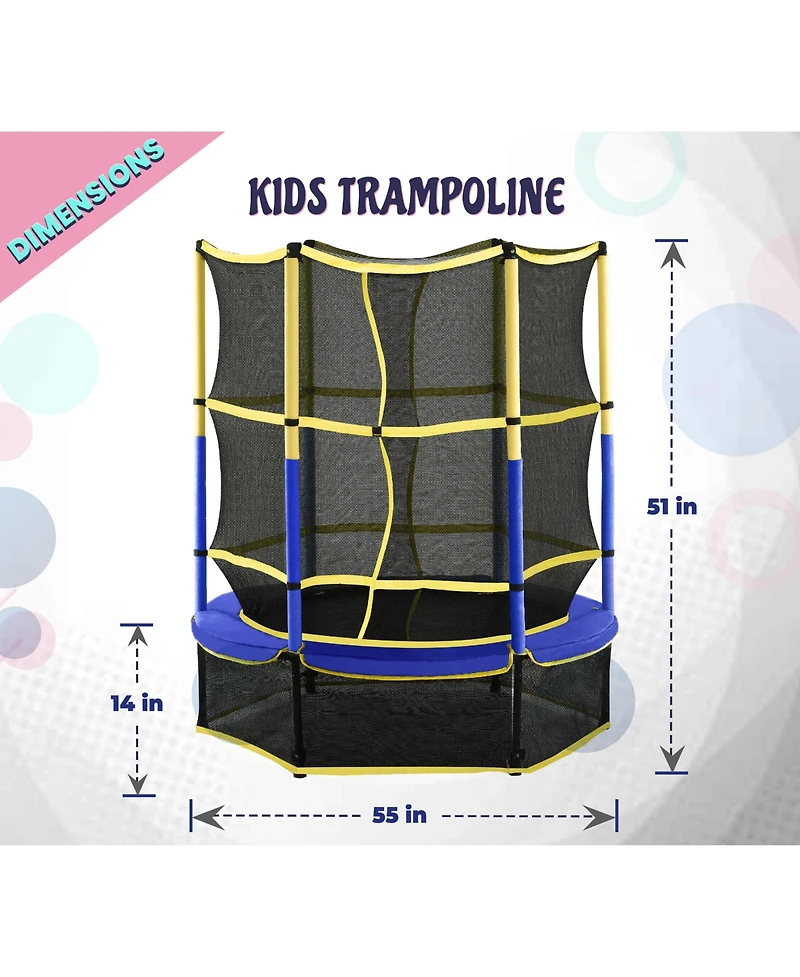Plexalife 55" Kiddy Trampoline & Enclosure Set - Easy Assembly