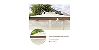10 x 10 Feet Patio Canopy Gazebo with Neting and Double Tiered Roof