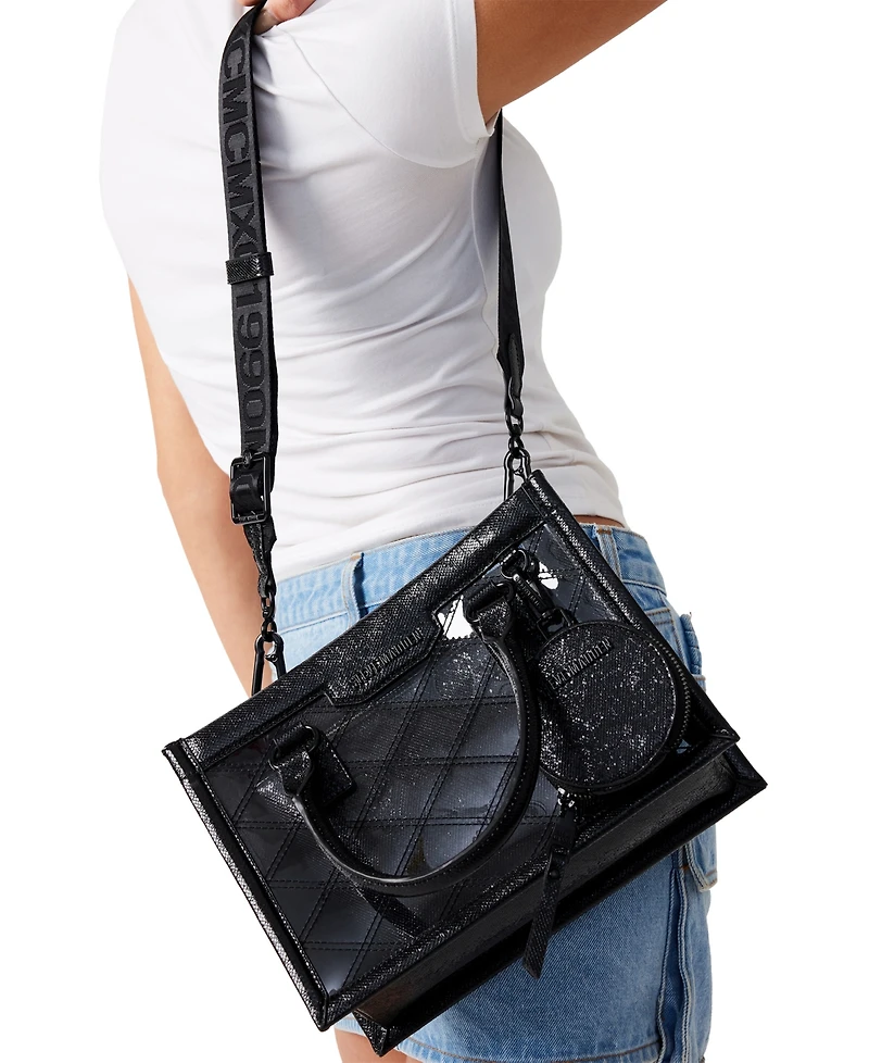 Steve Madden Celene Clear Box Tote with Denim