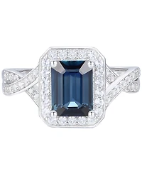 Sapphire (1-3/4 ct. t.w.) & Diamond (3/8 ct. t.w.) Halo Twist Ring in 14k White Gold