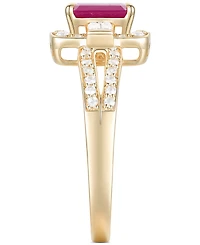 Ruby (1 ct. t.w.) & Diamond (3/8 ct. t.w.) Halo Link Ring in 10k Gold