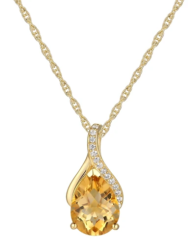 Citrine (1-1/2 ct. t.w.) & Diamond Accent Pear 18" Pendant Necklace in 14k Gold