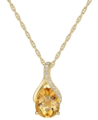 Citrine (1-1/2 ct. t.w.) & Diamond Accent Pear 18" Pendant Necklace in 14k Gold