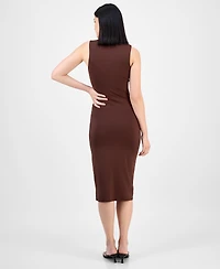 Bar Iii Women's Ruched Mock-Neck Sleeveless Midi Dress, Exclusively at Macy's
