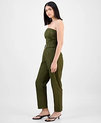 Bar Iii Women's Strapless Belted Utility Jumpsuit, Exclusively at Macy's