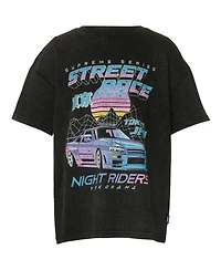 Univibe Big Boys Night Rider Distressed Print Short Sleeve T-Shirt
