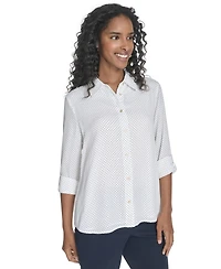 Tommy Hilfiger Women's Slim-Fit Pin-Dot Roll-Tab-Sleeve Shirt
