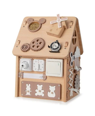 Multi-purpose Busy House with Sensory Games and Interior Storage Space