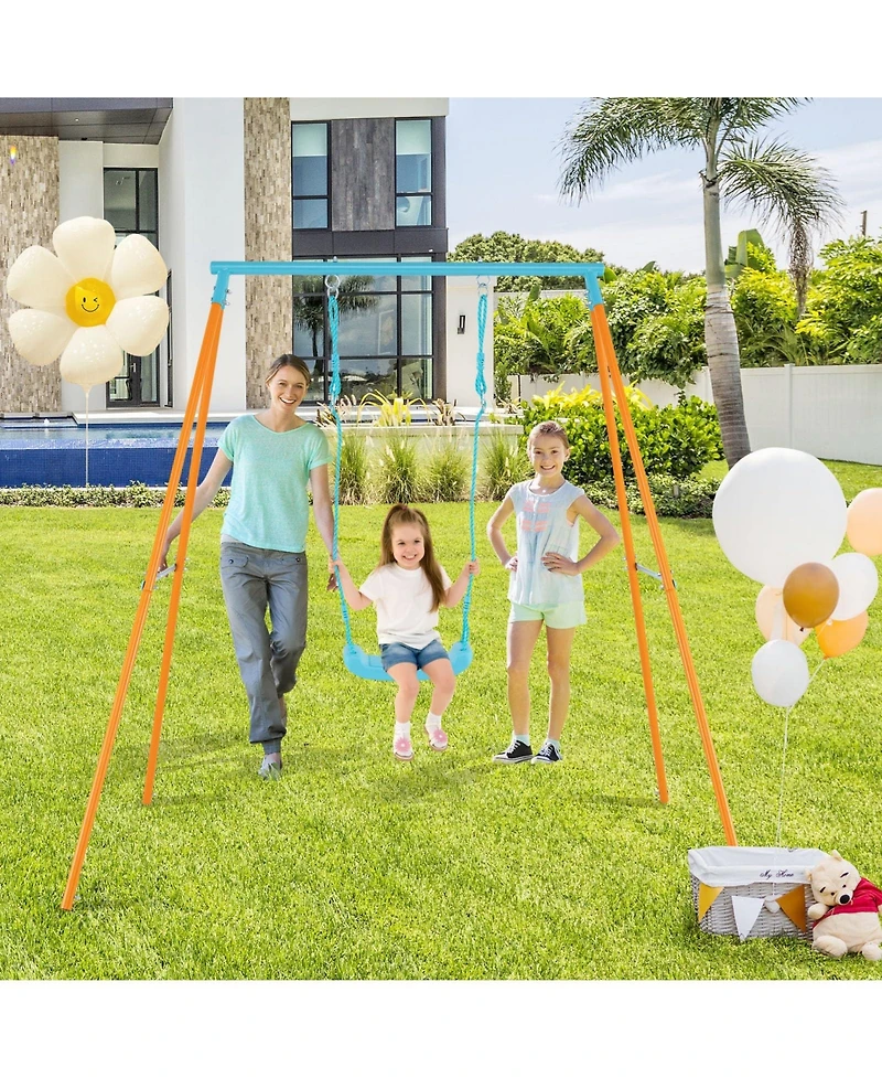 Outdoor Heavy Duty Metal Toddler Swing Set with Stand