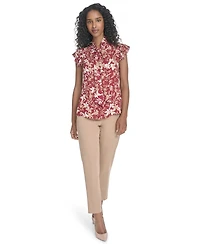 Tommy Hilfiger Women's Ruffled Floral Bow Blouse