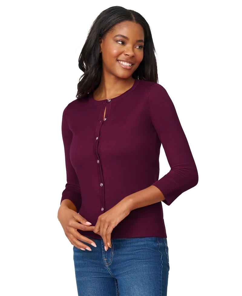 Melissa Paige Women's Crewneck Button-Front Cardigan