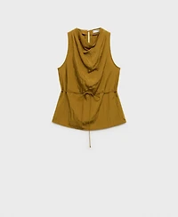 Mango Women's Textured Bow Top