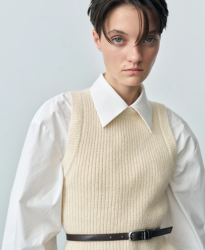 Mango Women's Ribbed Wool-Blend Top
