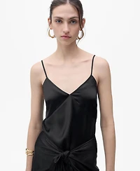 Mango Women's V-Neck Satin Top