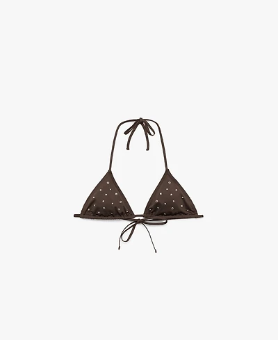 Mango Women's Metallic Embellishments Triangle Bikini Top