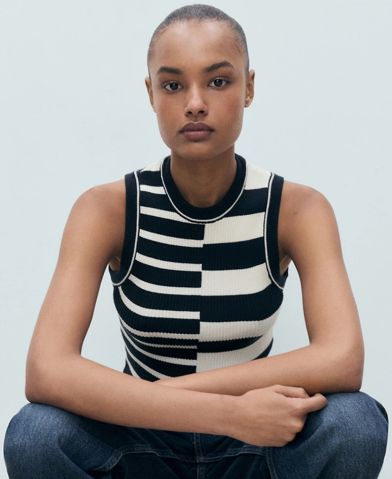 Mango Women's Striped Knit Top