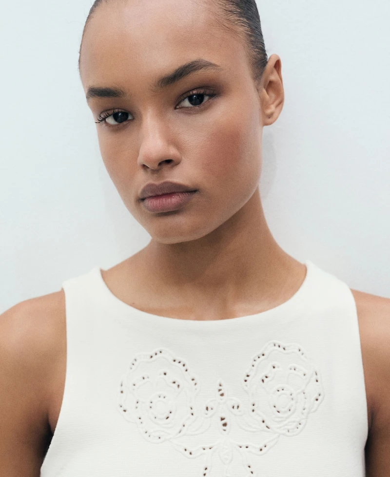 Mango Women's Openwork Details Embroidered Top