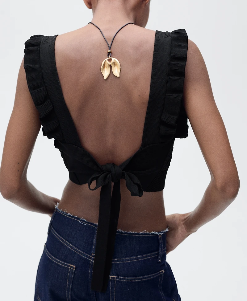 Mango Women's Back Bow Detail Crop Top