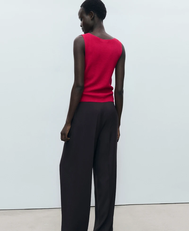 Mango Women's Fine Ribbed Knit Top