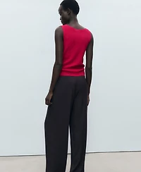 Mango Women's Fine Ribbed Knit Top