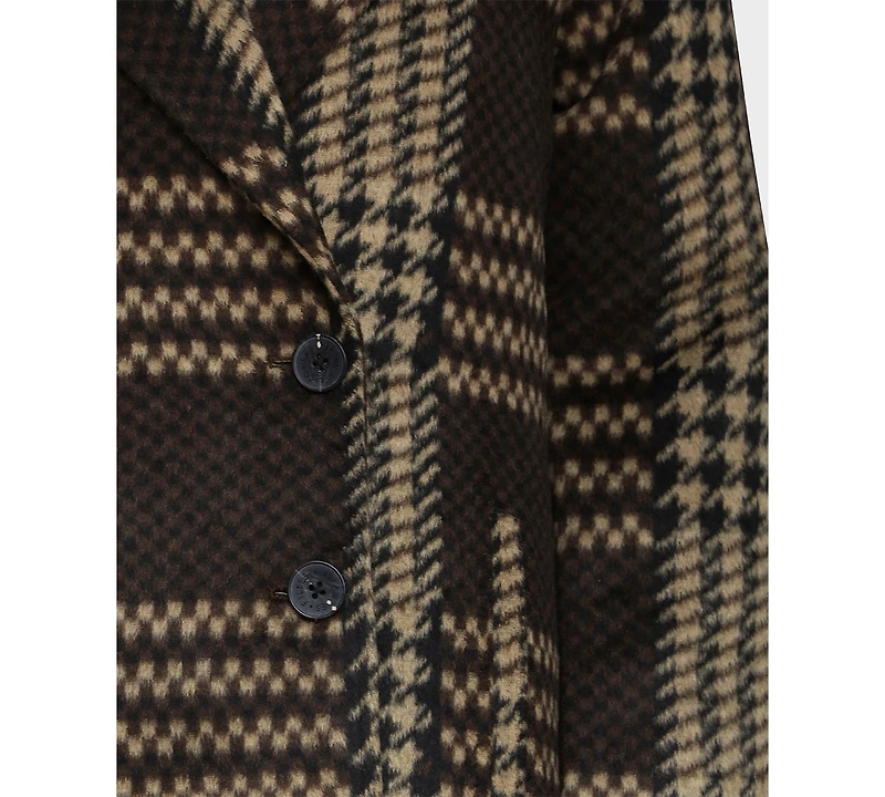 Avec Les Filles Women's Single-Breasted Plaid Coat