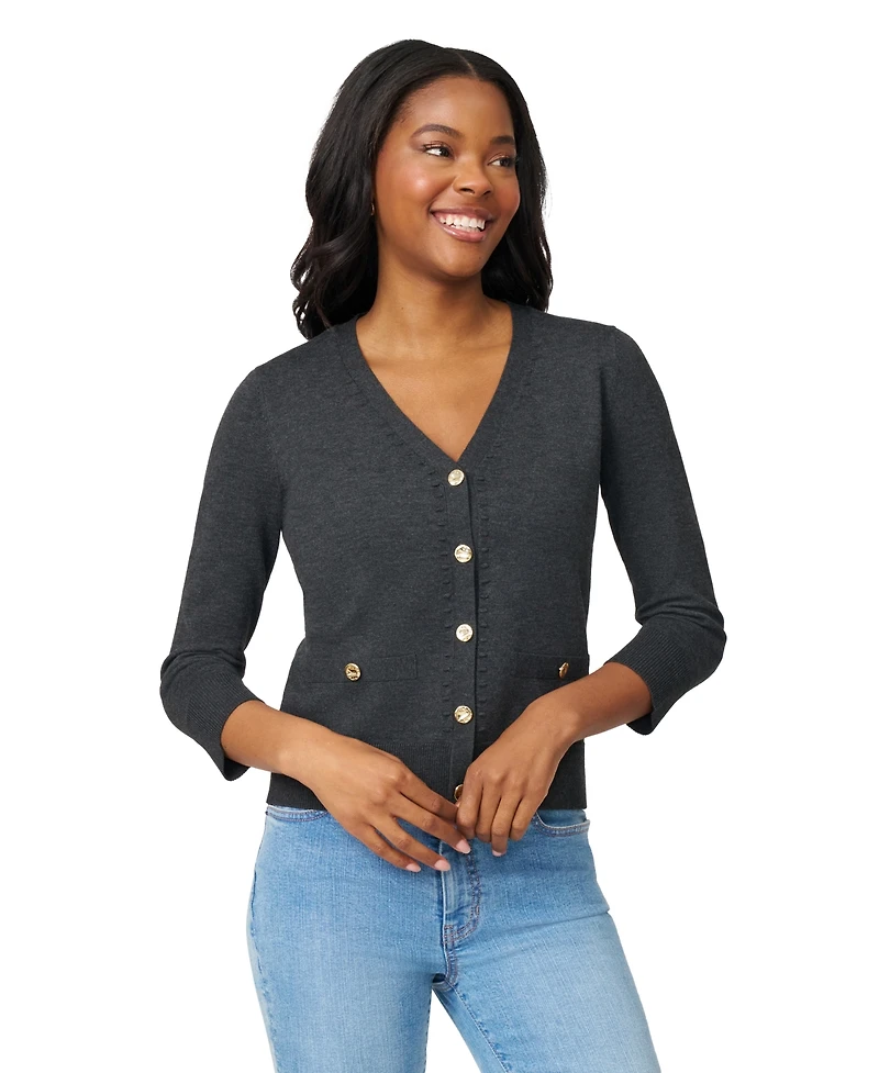 Melissa Paige Women's V-Neck 3/4-Sleeve Cardigan