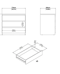 Tvilum 26.77" Wood 3 Drawer Chest