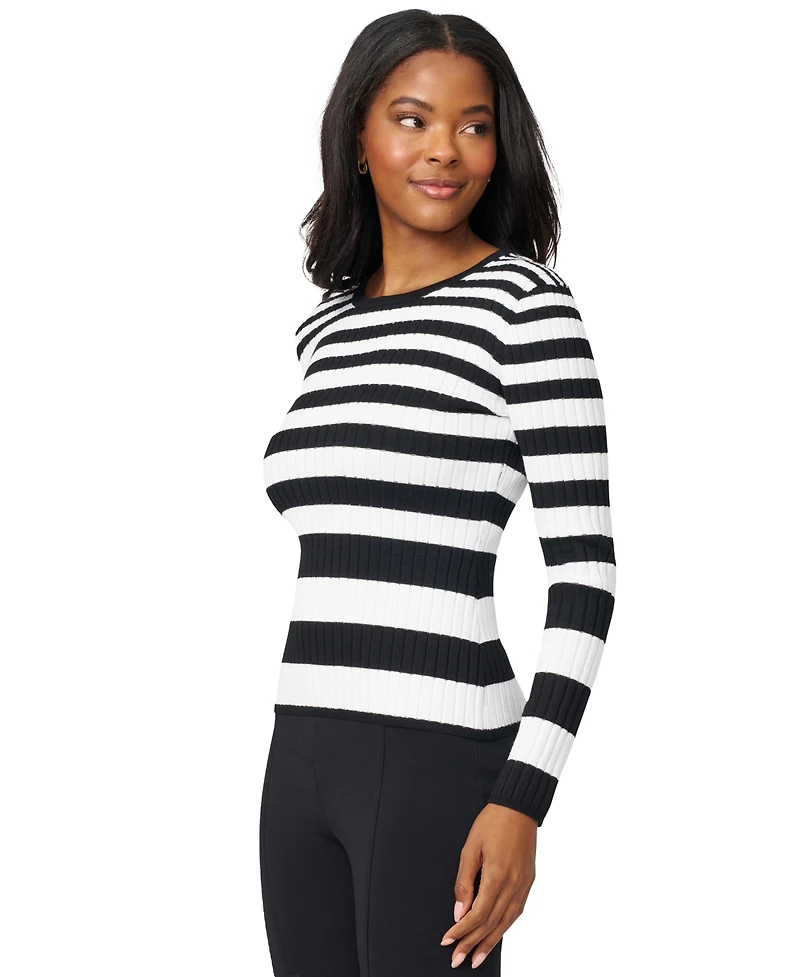 Melissa Paige Women's Striped Ribbed Crewneck Sweater
