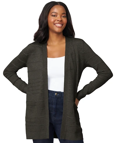 Melissa Paige Women's Ribbed Open-Front Long Cardigan