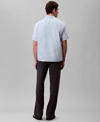 Calvin Klein Men's Cotton Striped Textured Short-Sleeve Shirt