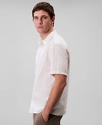 Calvin Klein Men's Cotton Striped Textured Short-Sleeve Shirt