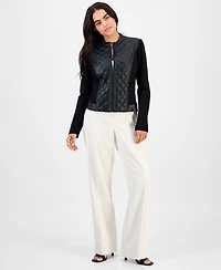 Anne Klein Petite Quilted Faux-Leather Jacket