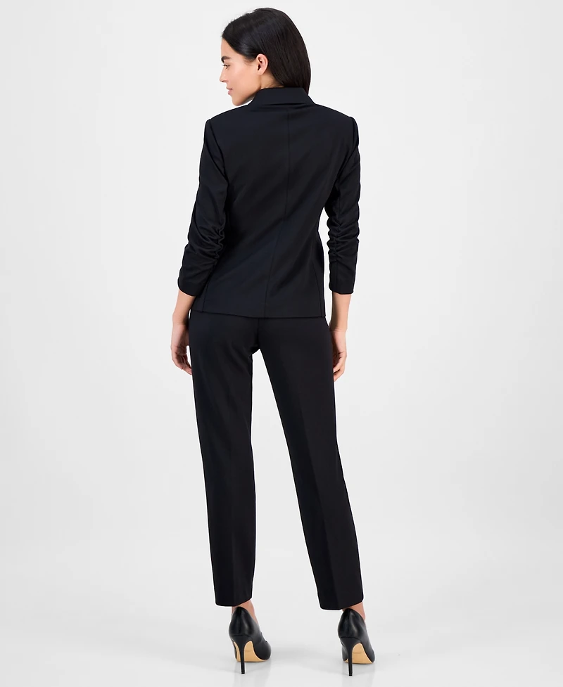 Ak Anne Klein Petite Notch-Collar Ruched-Sleeve Blazer