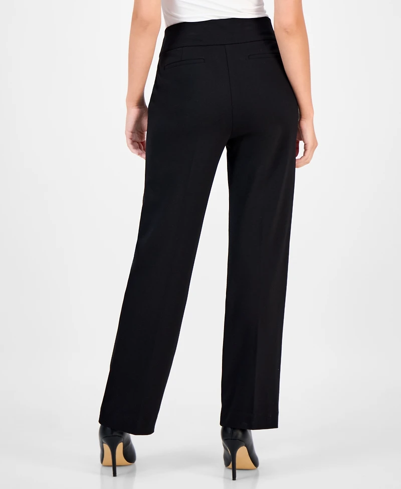 Ak Anne Klein Petite Mid-Rise Side-Tab Straight-Leg Pants