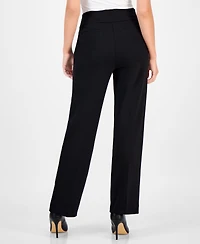 Ak Anne Klein Petite Mid-Rise Side-Tab Straight-Leg Pants