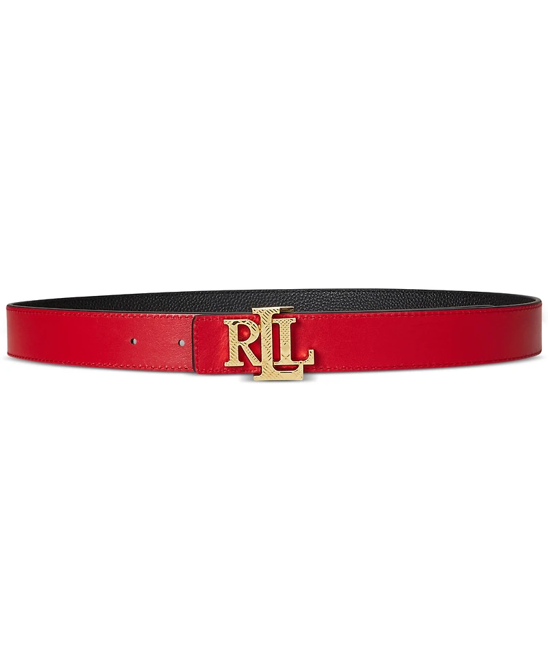 Lauren Ralph Lauren Logo Pebbled Leather Belt