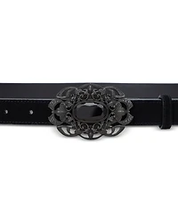 Lauren Ralph Lauren Stone-Buckle Suede Skinny Belt