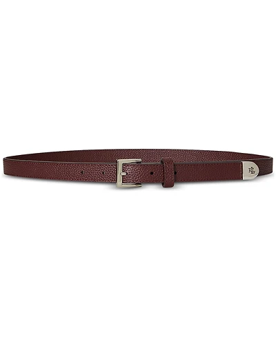 Lauren Ralph Pebbled Leather Skinny Belt